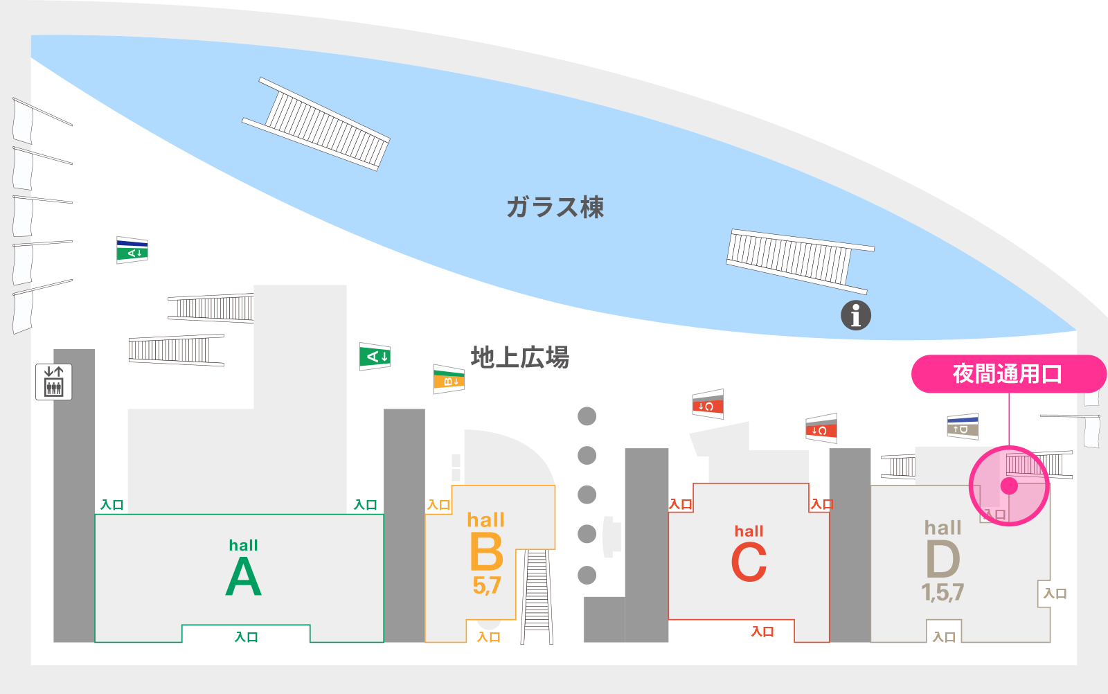 夜間通用口（地下1階）